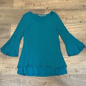 Soft Surroundings 3/4 Bell Sleeve Tunic Asymmetrical Hem Boho Fairy Size Medium